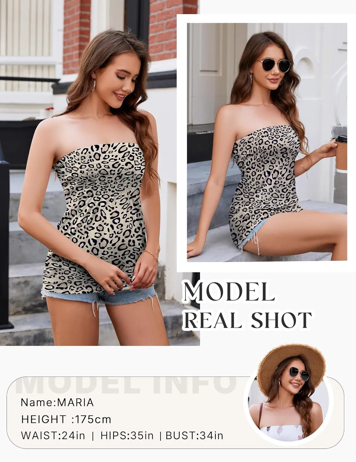 Women Pleated Ruffled Backless Tube Tops Sleeveless Smocked Bandeau Tank Summer Floral Print Strapless Shirts