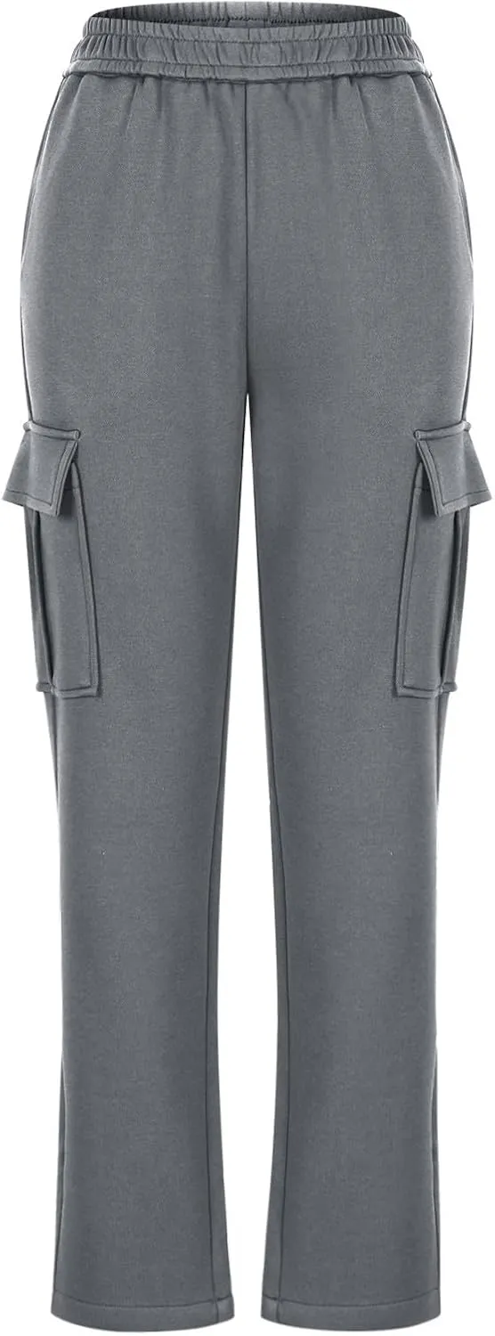 Womens Cargo Sweatpants Casual Elastic High Waist Joggers Pants 2024 Trendy Lounge Trousers with Pockets Fall Outfits