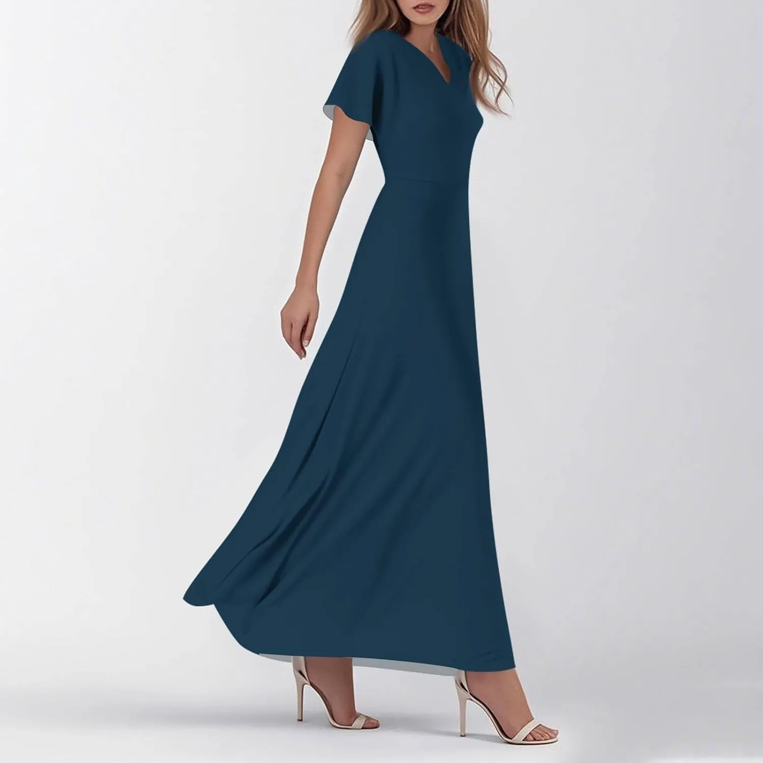 Womens Casual Dresses Maternity Ruffle Solid Funny Daily Wear Swing Tea Party Dresses That Hide Tummy Bulge