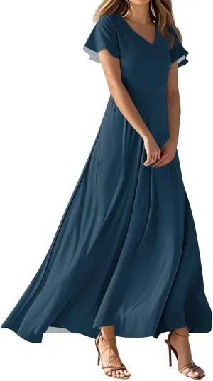 Womens Casual Dresses Maternity Ruffle Solid Funny Daily Wear Swing Tea Party Dresses That Hide Tummy Bulge