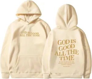Women's Christian God Is Good All The Time Oversized Hoodies Cute Graphic Jesus Letter Pullover Sweatshirts Faith Y2K