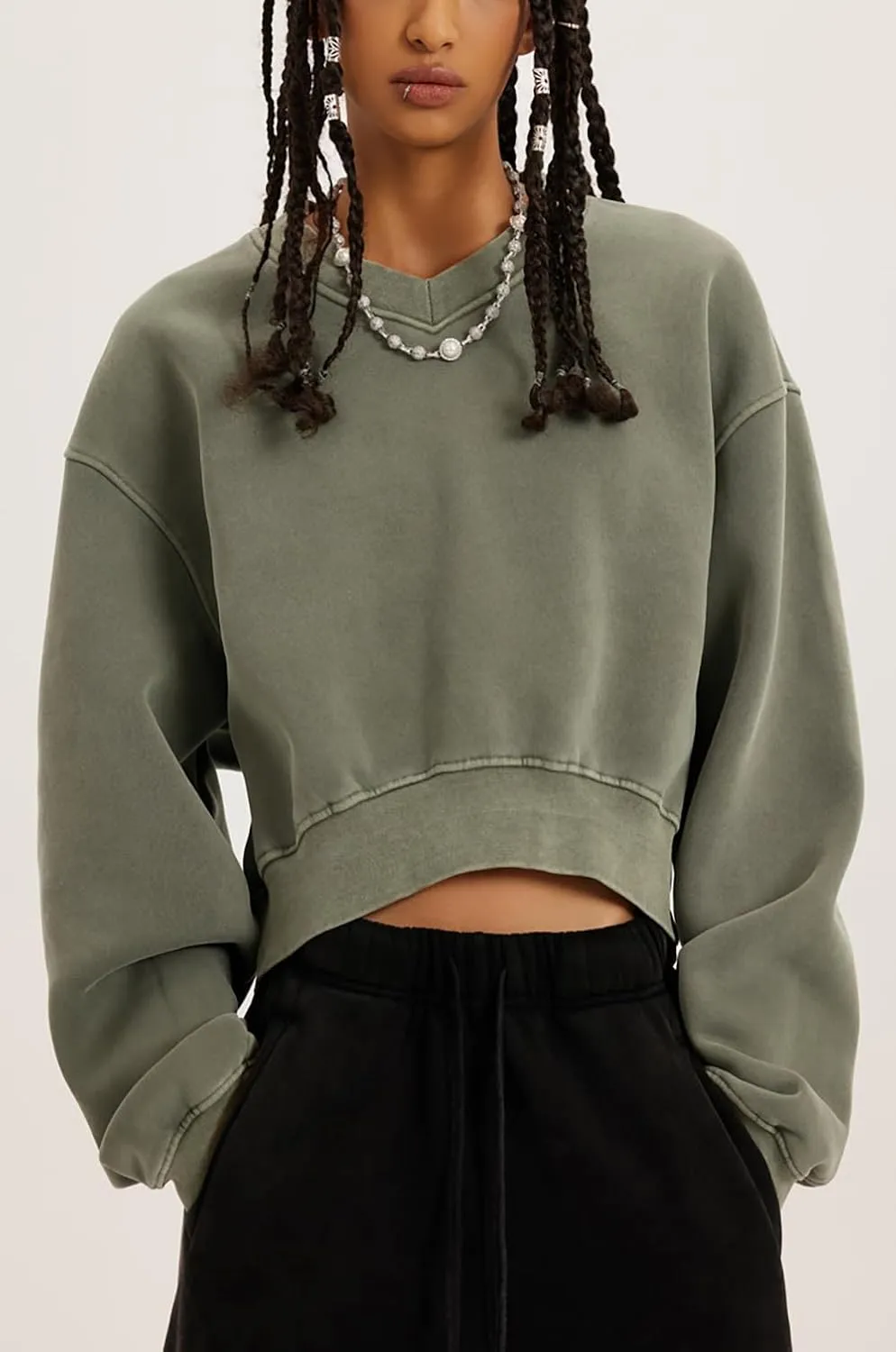 Womens Cropped Sweatshirt Athletic Cropped Essentials Hoodie Sweatshirts For Women Long Sleeves