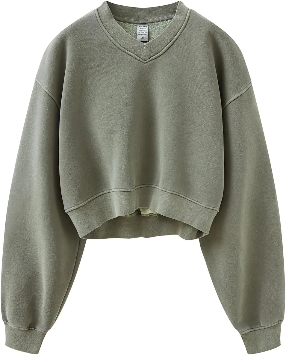 Womens Cropped Sweatshirt Athletic Cropped Essentials Hoodie Sweatshirts For Women Long Sleeves