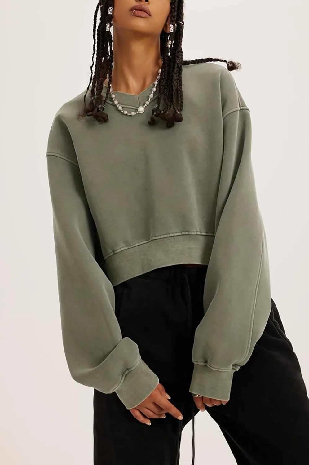 Womens Cropped Sweatshirt Athletic Cropped Essentials Hoodie Sweatshirts For Women Long Sleeves