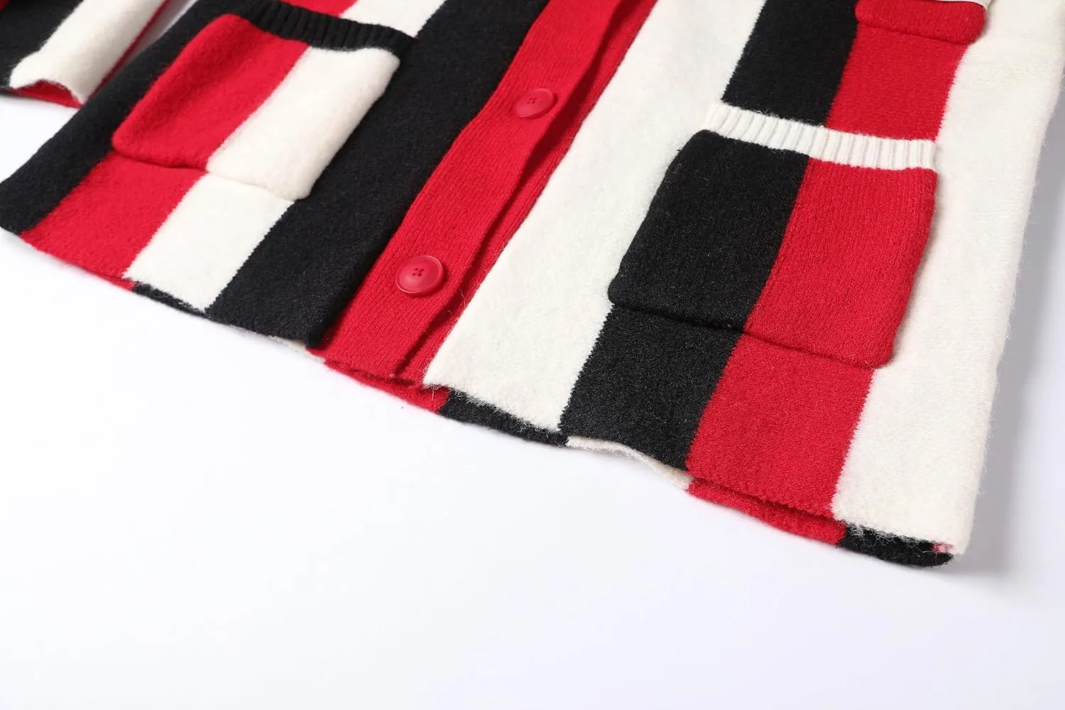 Womens Long Sleeve Cable Knitted Color Block Boho Striped Sweater Cardigans for Early Spring,Fall or Winter