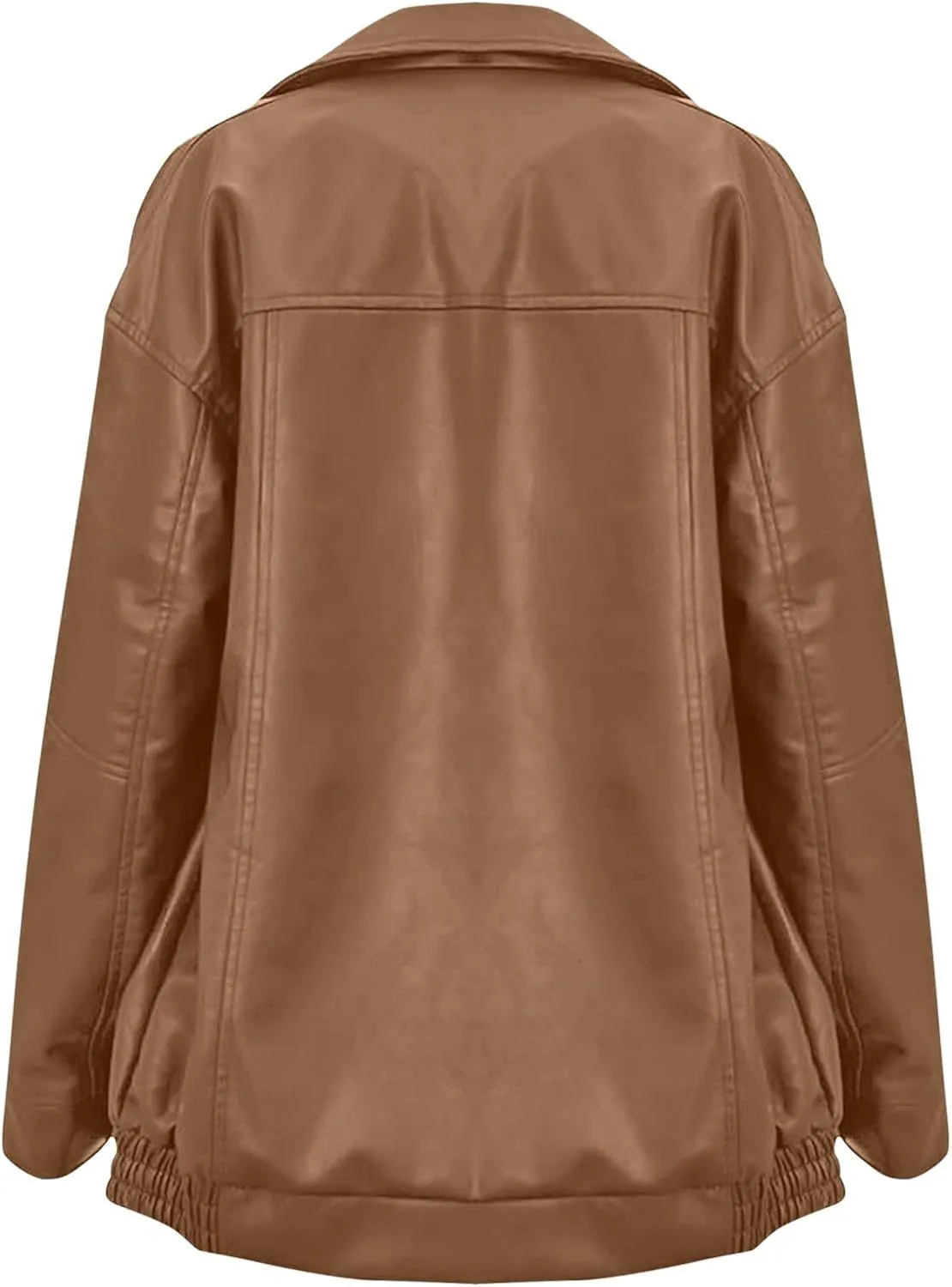 Womens Oversized Faux Leather Jacket Full Zip Up Long Sleeve Casual Motorcycle Outwear Faux Suede Bomber Jackets