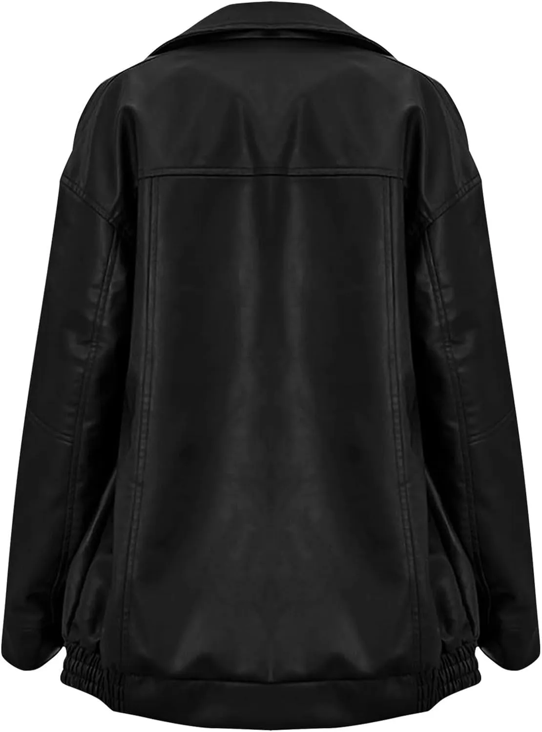 Womens Oversized Faux Leather Jacket Full Zip Up Long Sleeve Casual Motorcycle Outwear Faux Suede Bomber Jackets