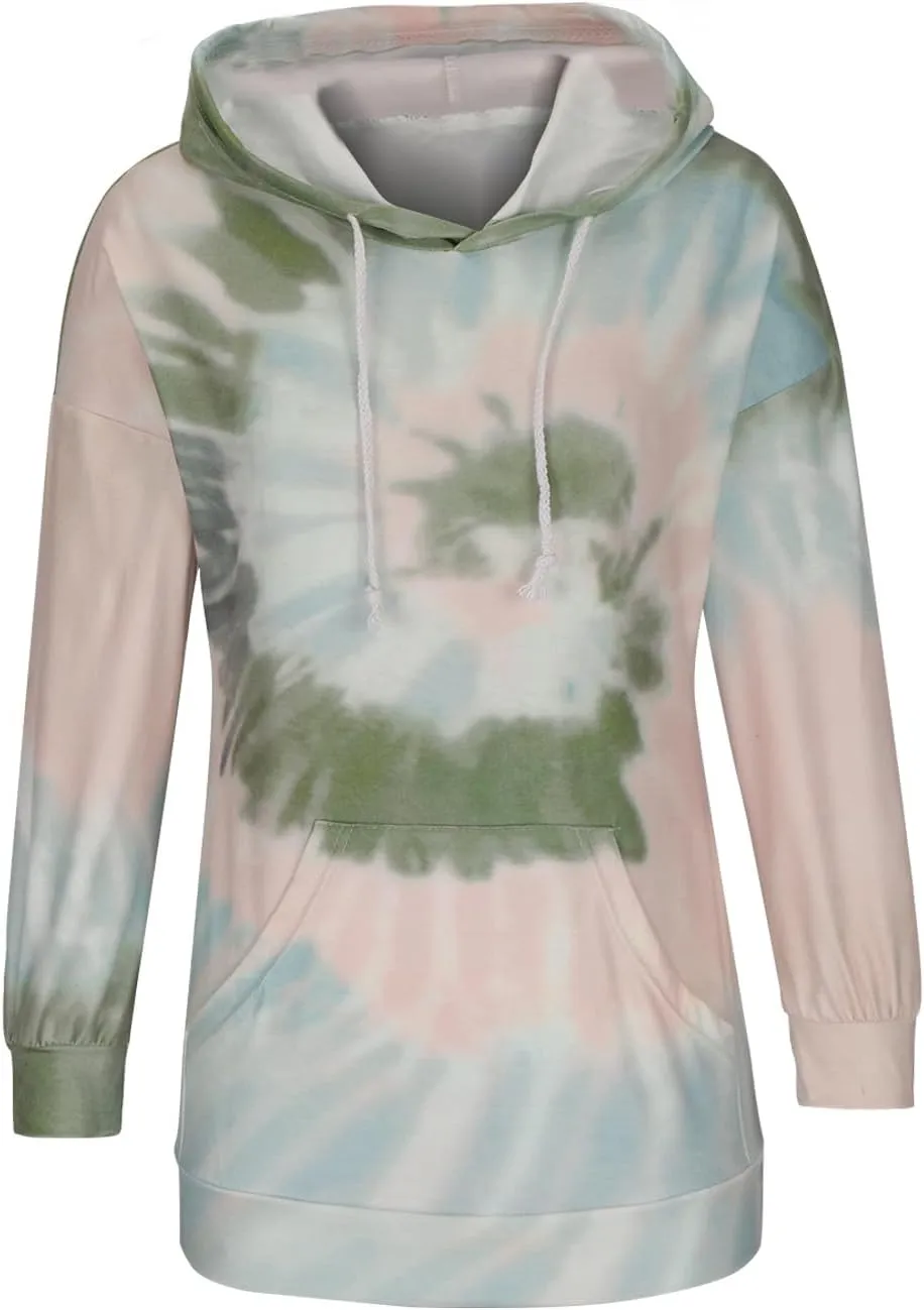 Womens Oversized Hoodies Plus Size Tie Dye Long Sleeve Hooded Pullover Tops Dressy Casual Fall y2k Hoodie Sweatshirt