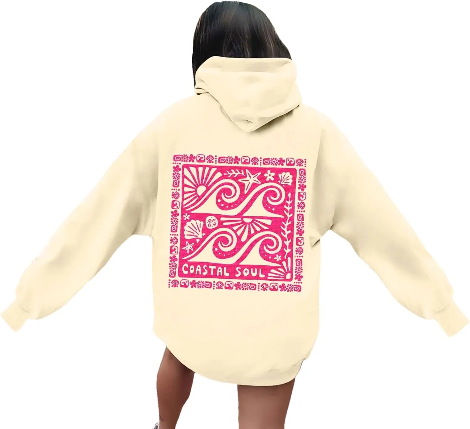 Women's Oversized Sweatshirt Graphic Hoodies Casual Long Sleeve Loose Pullover Tops with Pocket