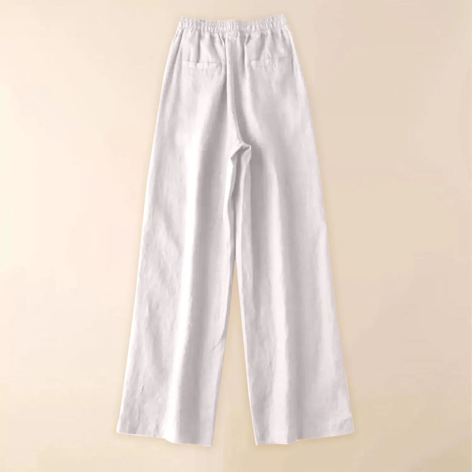 Women's Pants, Wide Leg Cotton Linen Straight High Waisted Pants Lightweight Smocked