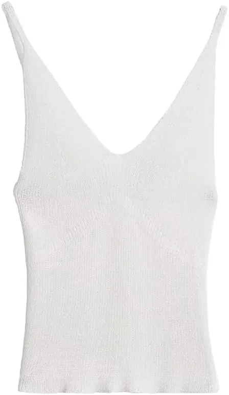 Women's Solid Fitted Basic Knit Tank Tops V Neck Thin Straps Camisole