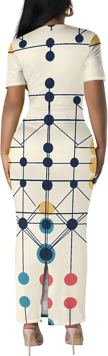 Women's Summer Casual Fashion Dress Sexy Loose Short Sleeve Round Neck Sundress Club Midi Dresses