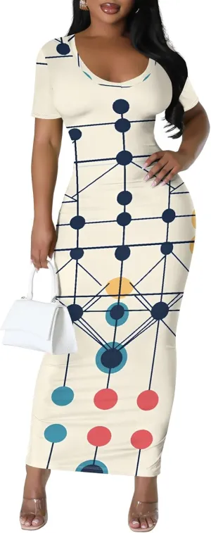 Women's Summer Casual Fashion Dress Sexy Loose Short Sleeve Round Neck Sundress Club Midi Dresses