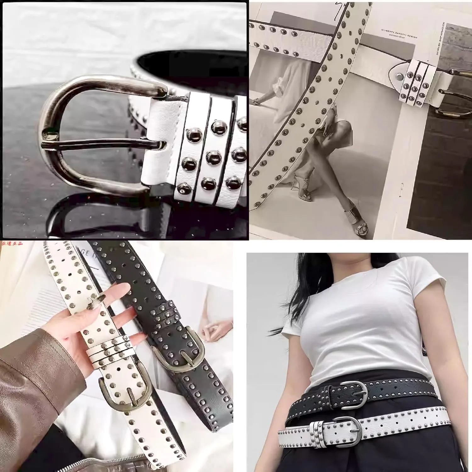 YCMI Womens Circle Studded Leather Belt, Punk Rock Rivets-Belt Ladies Belt for Jeans Pants Dresses,PU Leather Belt for Women