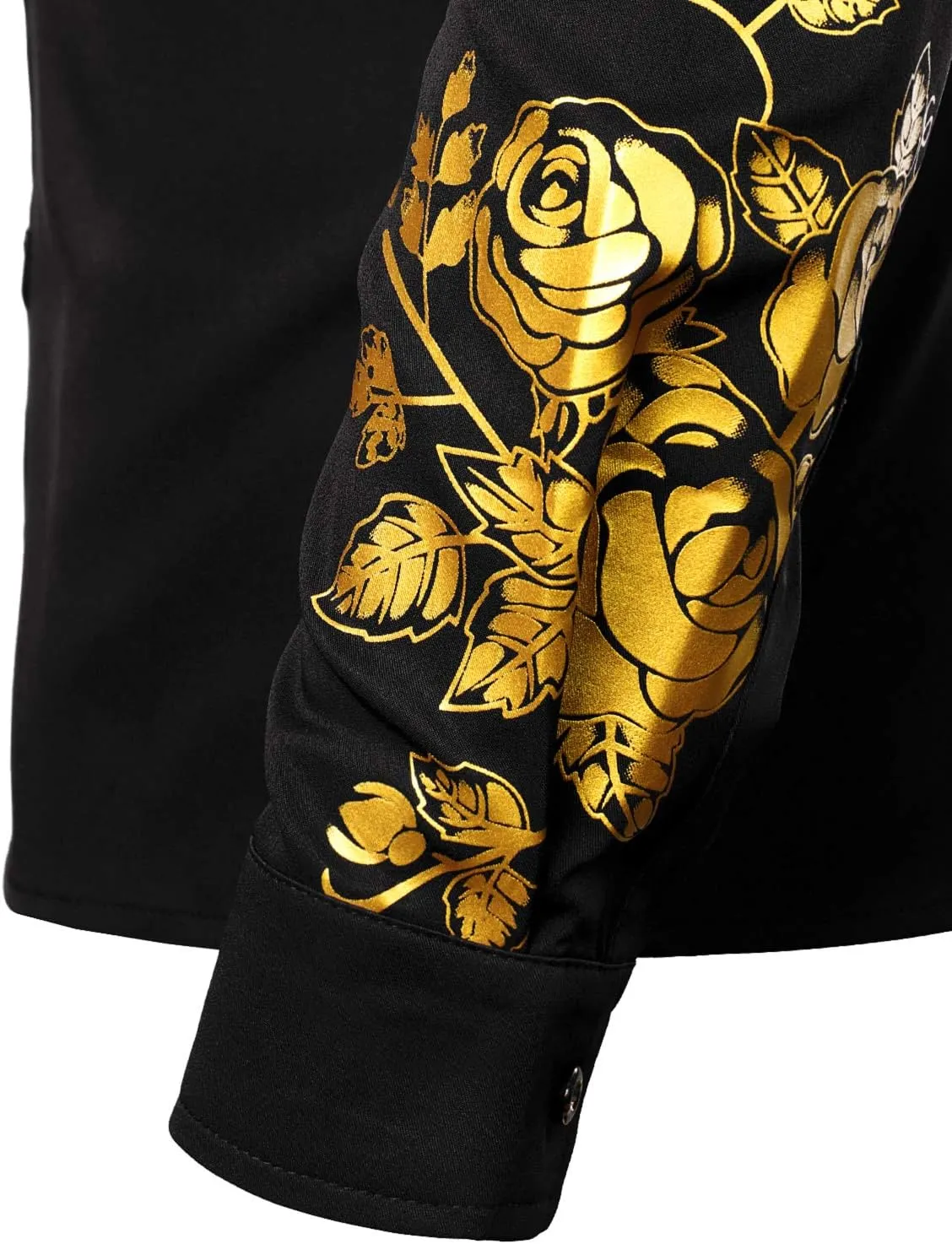 ZEROYAA Men's Hipster Rose Floral Printed Slim Fit Long Sleeve Button Up Party Dress Shirts