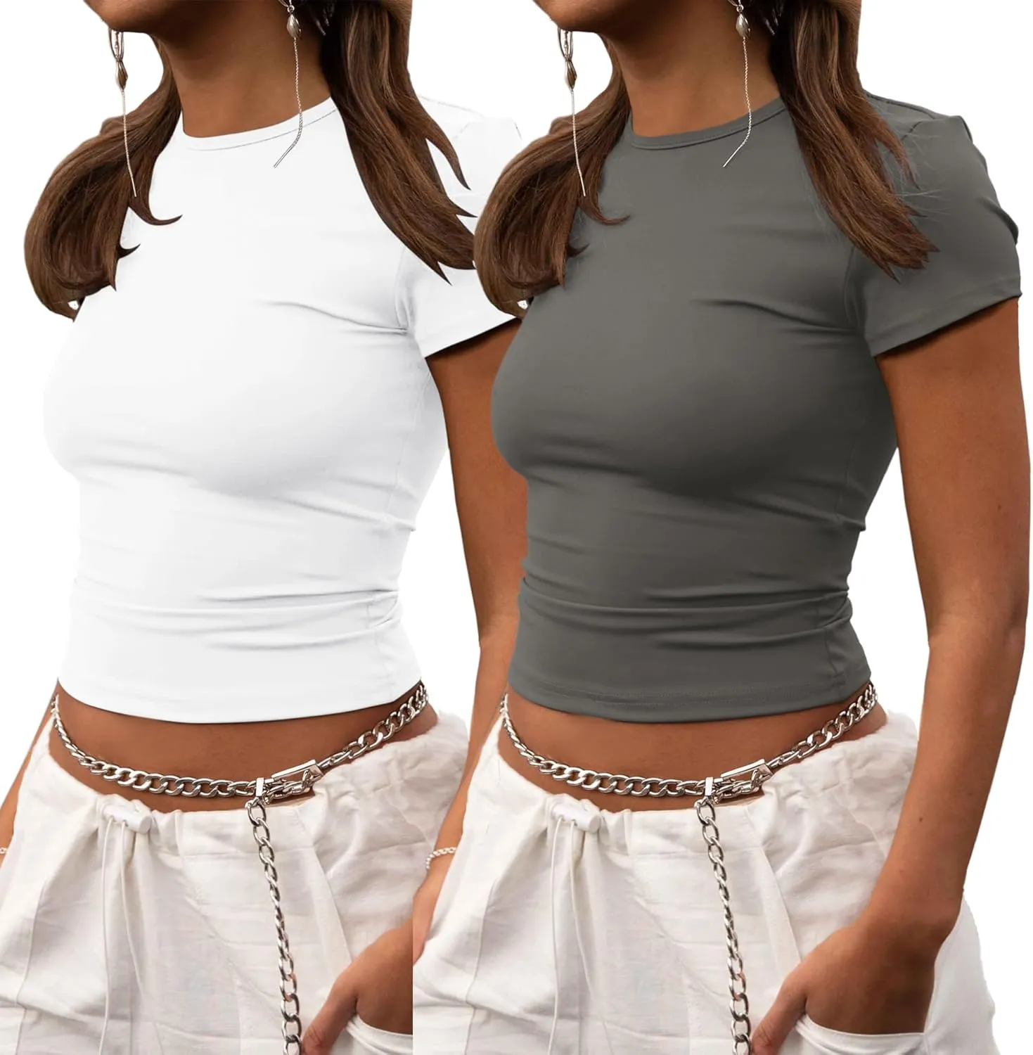 ZHENWEI Crop Workout Tops for Women Pack Summer Short Sleeve Gym Athletic Compression Shirts Cute Tight Basic Tops Tee
