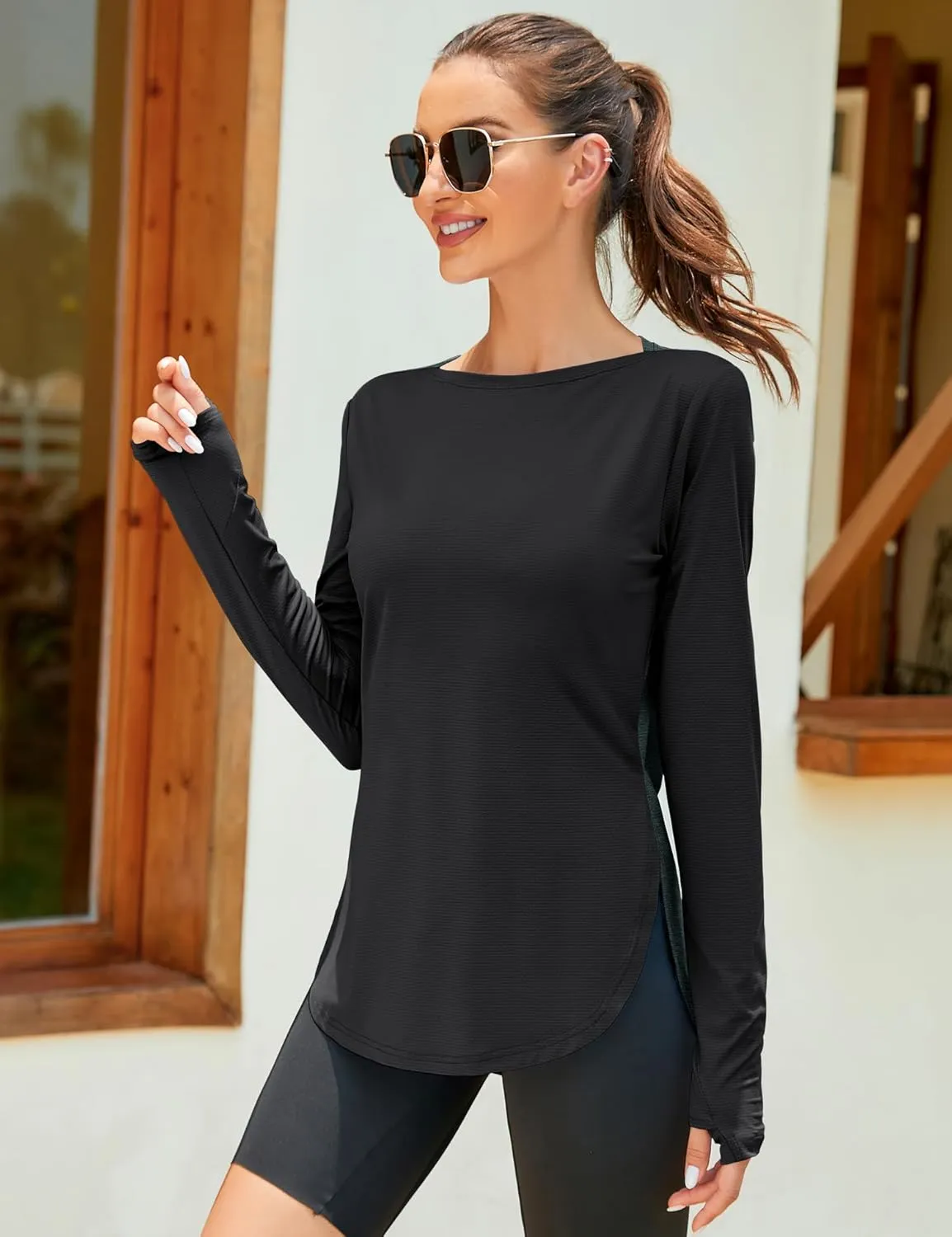 ZHENWEI Women's Long Sleeve Sun Shirt UV Protection Workout Tops Lightweight UPF 50  Golf Gym Hiking Shirts Outdoor Clothing