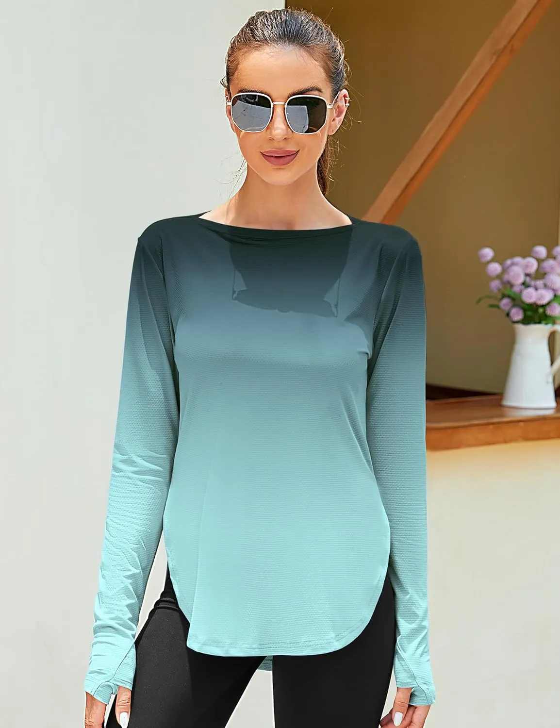 ZHENWEI Women's Long Sleeve Sun Shirt UV Protection Workout Tops Lightweight UPF 50  Golf Gym Hiking Shirts Outdoor Clothing