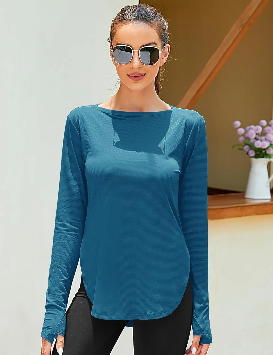 ZHENWEI Women's Long Sleeve Sun Shirt UV Protection Workout Tops Lightweight UPF 50  Golf Gym Hiking Shirts Outdoor Clothing